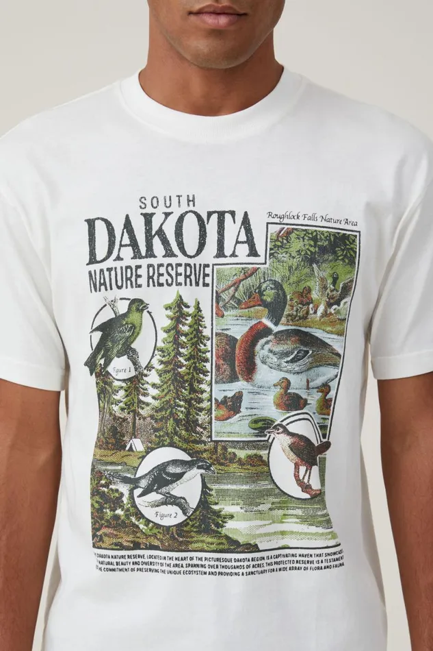 Men Graphic TShirts Cotton On Premium Loose Fit Art TShirt Vintage Whitesouth Dakota