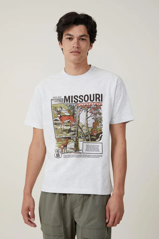 Men Graphic TShirts Cotton On Premium Loose Fit Art TShirt White Marlemissouri
