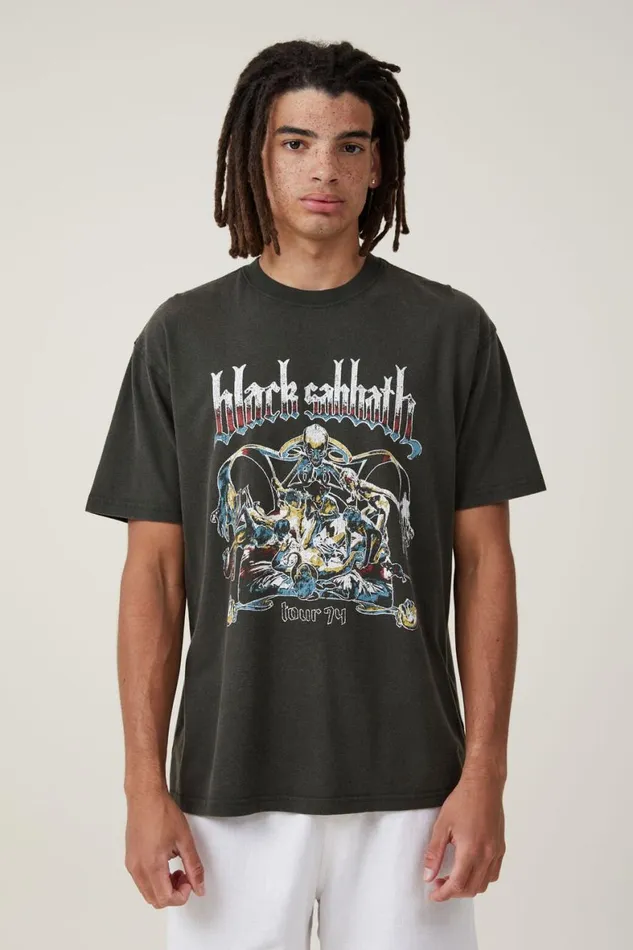Men Graphic TShirts Cotton On Premium Loose Fit Music TShirt Lcn Bra Washed Blackblack Sabbath74 Men Graphic TShirts Cotton On Premium Loose Fit Music TShirt Lcn Bra Washed Blackblack Sabbath74