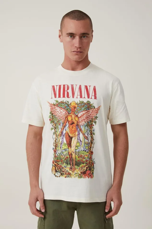 Men Graphic TShirts Cotton On Premium Loose Fit Music TShirt Lcn Mt Creampuffnirvanafloral In Utero Men Graphic TShirts Cotton On Premium Loose Fit Music TShirt Lcn Mt Creampuffnirvanafloral In Utero