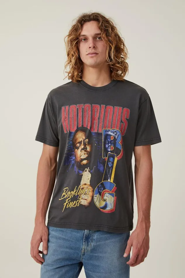 Men Graphic TShirts Cotton On Premium Loose Fit Music TShirt Lcn Mt Washed Blackbiggienotorious Men Graphic TShirts Cotton On Premium Loose Fit Music TShirt Lcn Mt Washed Blackbiggienotorious
