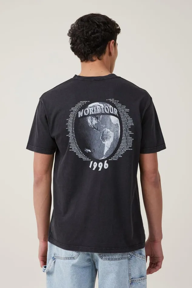 Men Graphic TShirts Cotton On Premium Loose Fit Music TShirt Lcn Per Blackacdcballbreaker