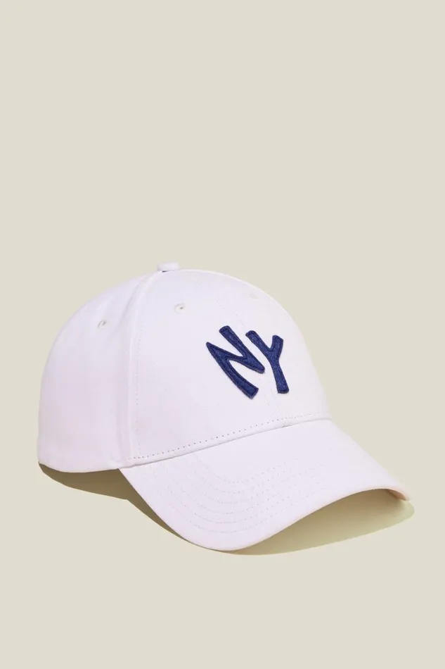 Men Hats Cotton On 6 Panel Ball Cap Whiteny