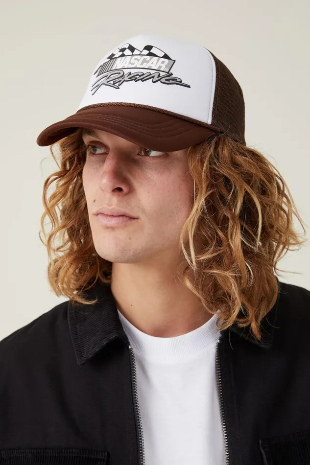 Men Hats Cotton On Nascar Trucker Hat Lcn Ncr Chocolateracing Flag