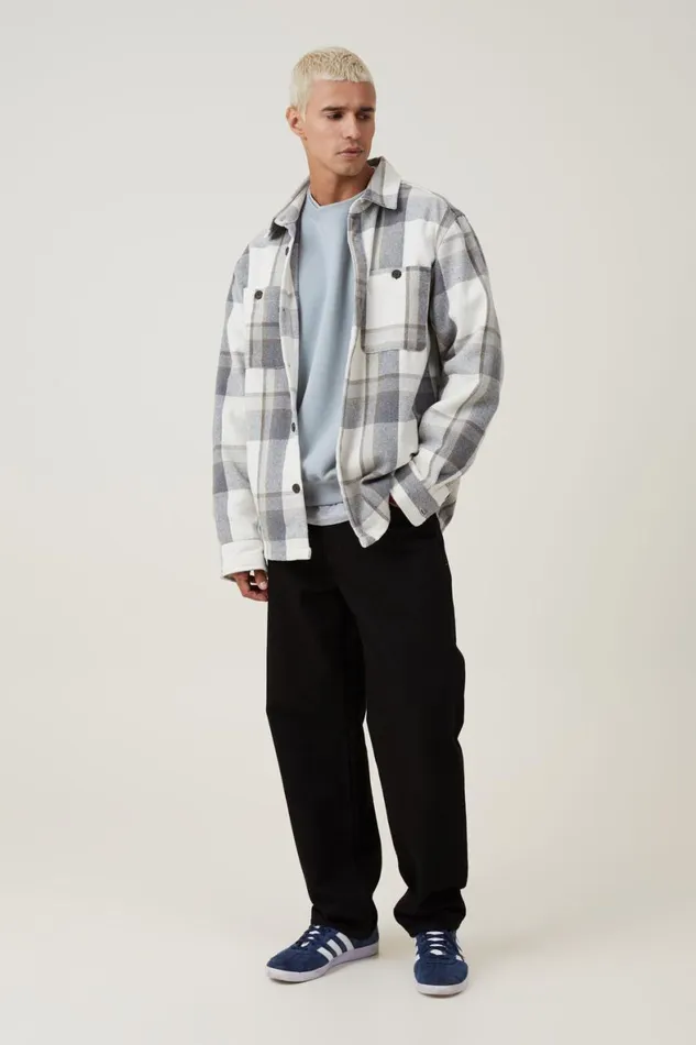 Men Jackets Cotton On Heavy Overshirt Off White Check