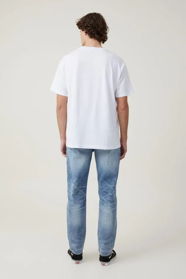 Men Jeans Cotton On Slim Straight Jean West Blue Ripped