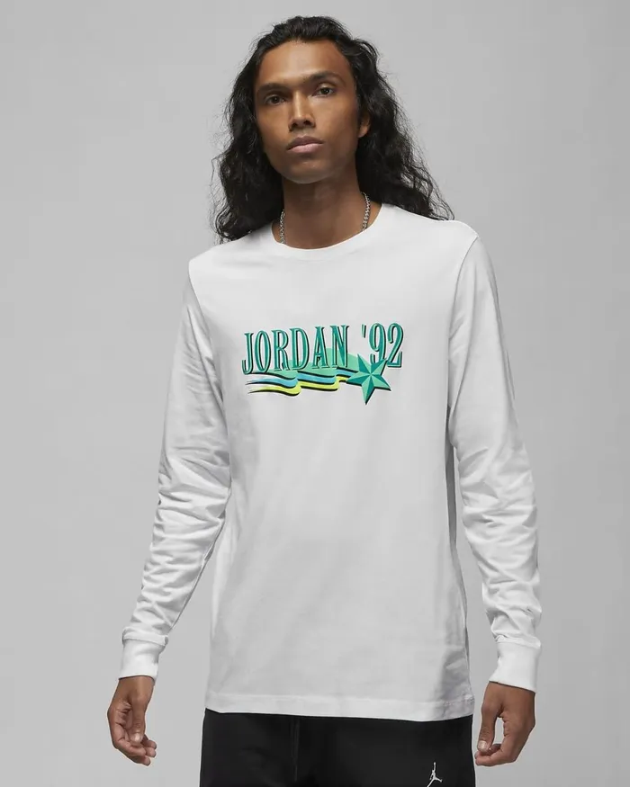 Men Jordan Brand Whiteneptune Green Nike Tops And TShirts