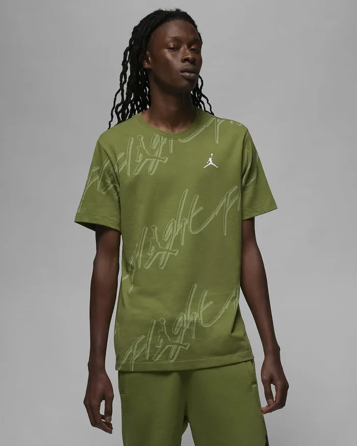Men Jordan Flight Essentials Sky J Light Oliveoil Greenwhite Nike Tops And TShirts Men Jordan Flight Essentials Sky J Light Oliveoil Greenwhite Nike Tops And TShirts