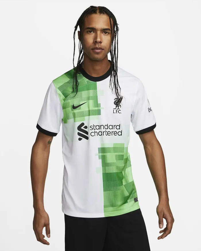 Men Liverpool FC 202324 Stadium Away Whitegreen Sparkblack Nike Kits And Jerseys Men Liverpool FC 202324 Stadium Away Whitegreen Sparkblack Nike Kits And Jerseys