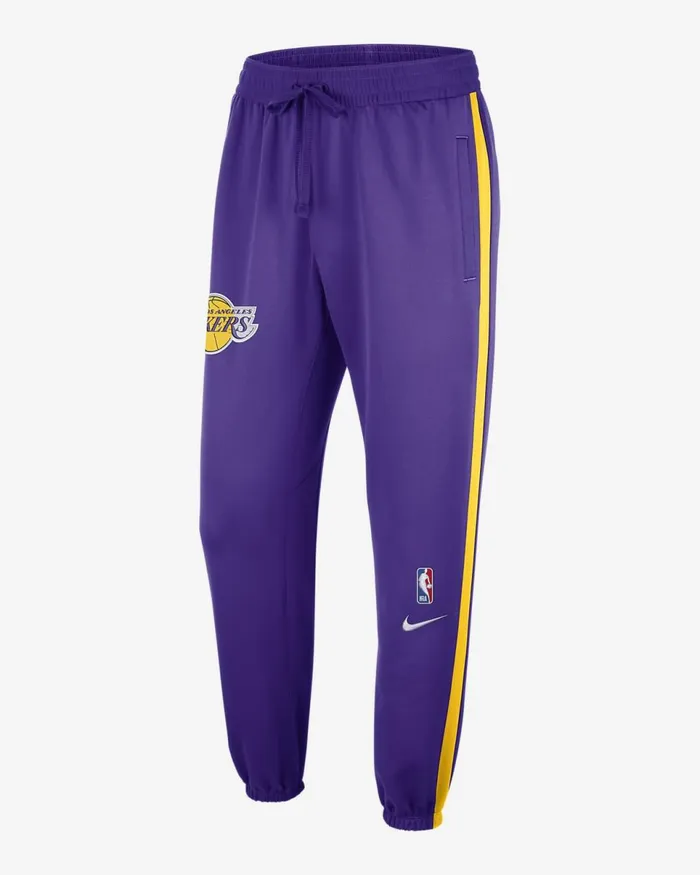 Men Los Angeles Lakers Showtime Field Purpleamarillowhite Nike Trousers And Tights