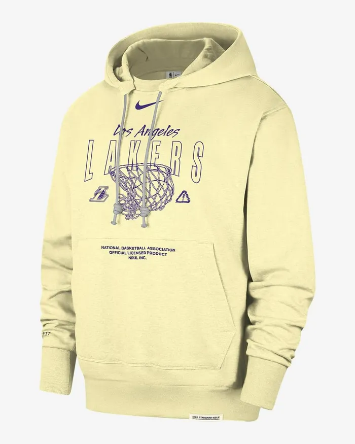 Men Los Angeles Lakers Standard Issue Alabaster Nike Hoodies And Sweatshirts