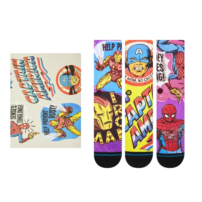 Men Marvel X Poly Crew Socks Box Set Multi Stance Crew