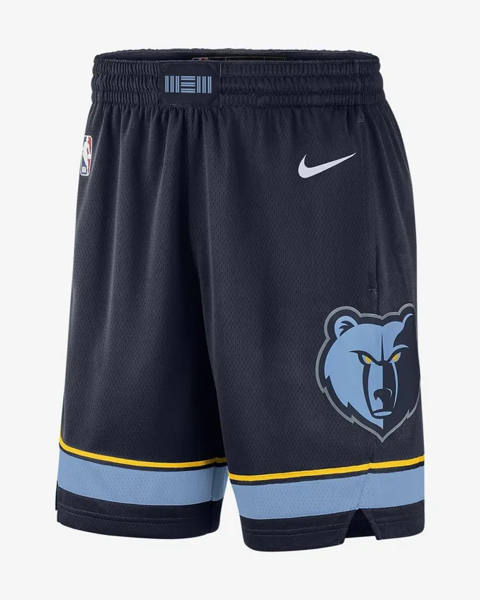 Men Memphis Grizzlies Icon Edition College Navylight Blueamarillowhite Nike Shorts