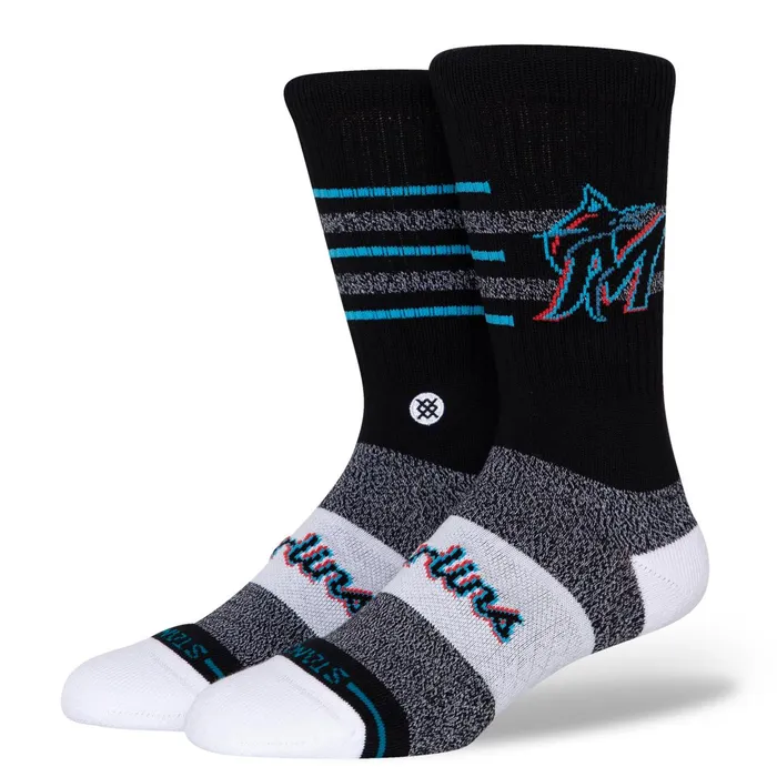 Men MLB X 2024 Closer Crew Socks Closer Miami Marlins 8211 Black Stance Crew
