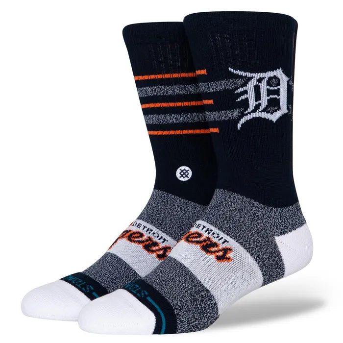 Men MLB X 2024 Closer Crew Socks Closer Tigers 8211 Navy Stance Crew