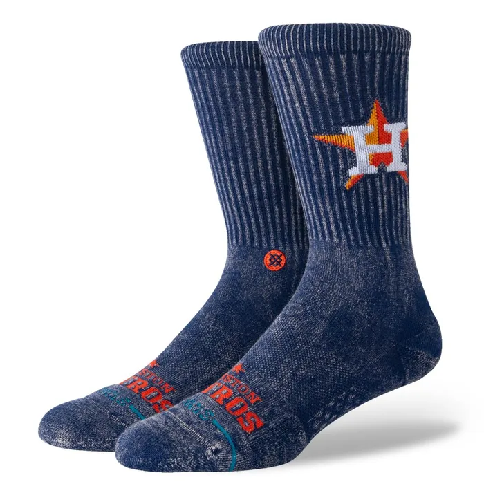 Men MLB X 2024 Fade Crew Socks Fade Astros 8211 Navy Stance Crew