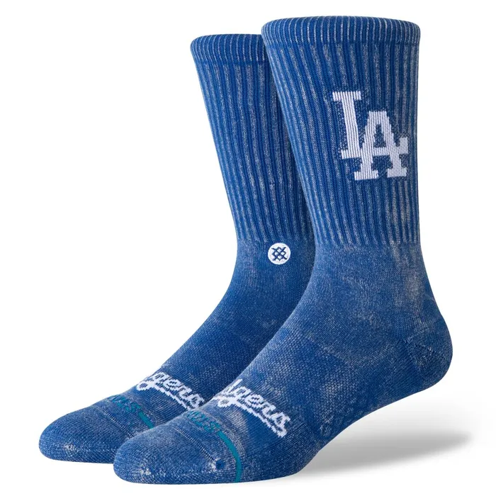 Men MLB X 2024 Fade Crew Socks Fade Dodgers 8211 Blue Stance Crew