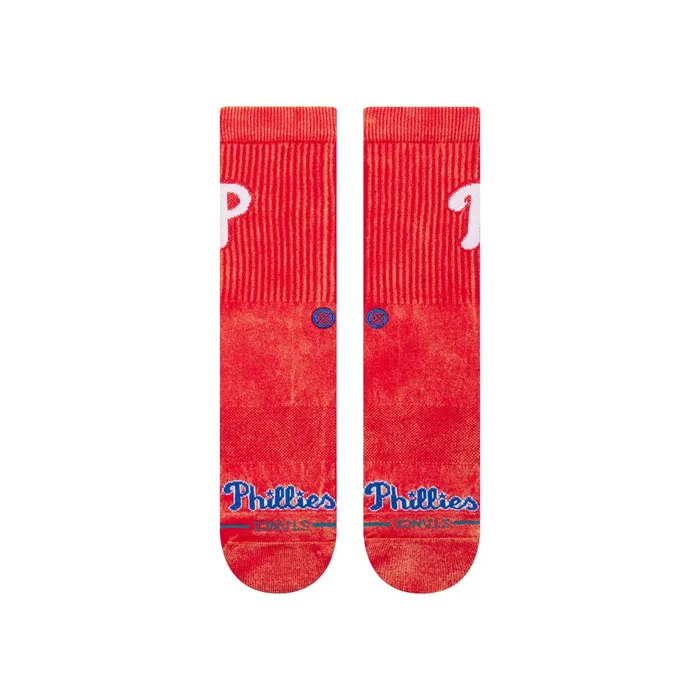 Men MLB X 2024 Fade Crew Socks Fade Phillies 8211 Red Stance Crew