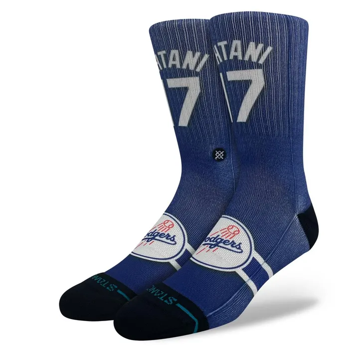 Men MLB X 2024 Players Poly Crew Socks Jersey Ohtani 8211 Blue Stance Crew