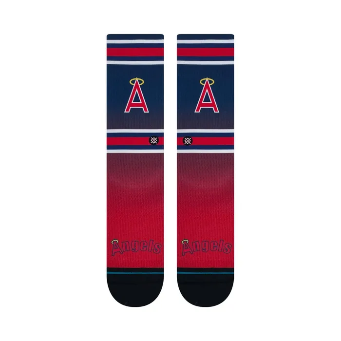Men MLB X Cooperstown Collection Poly Crew Socks Los Angeles Angels 8211 Multi Stance Crew