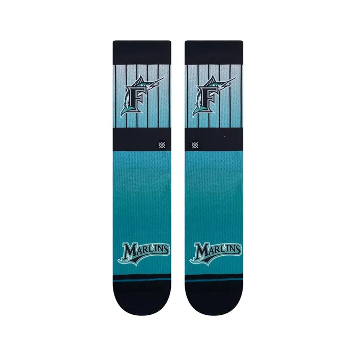 Men MLB X Cooperstown Collection Poly Crew Socks Miami Marlins 8211 Multi Stance Crew