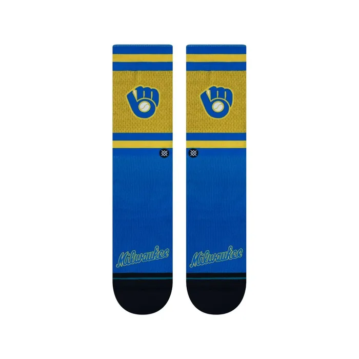 Men MLB X Cooperstown Collection Poly Crew Socks Milwaukee Brewers 8211 Multi Stance Crew Men MLB X Cooperstown Collection Poly Crew Socks Milwaukee Brewers 8211 Multi Stance Crew