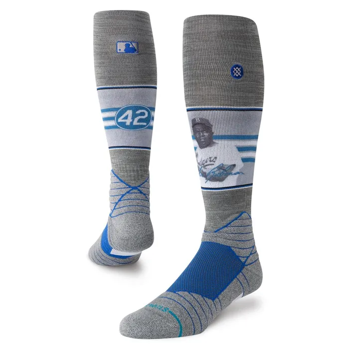 Men MLB X Jackie Robinson 2024 OTC Socks Grey Stance Over The Calf