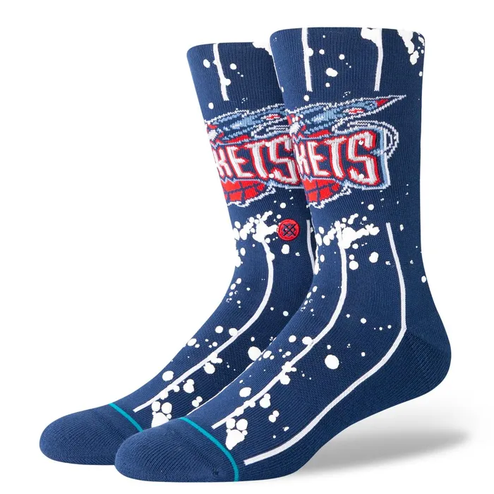 Men NBA X Overspray Crew Socks Houston Rockets 8211 Navy Stance Crew