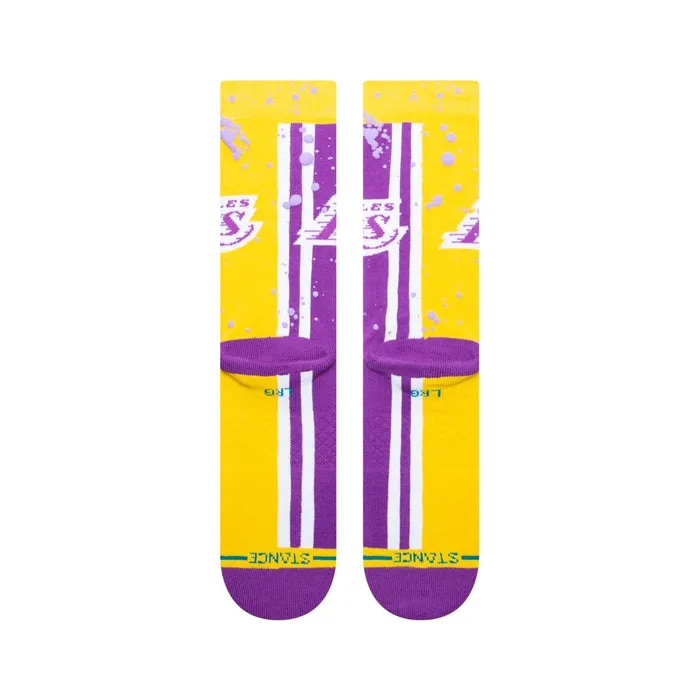 Men NBA X Overspray Crew Socks Los Angeles Lakers 8211 Gold Stance Crew
