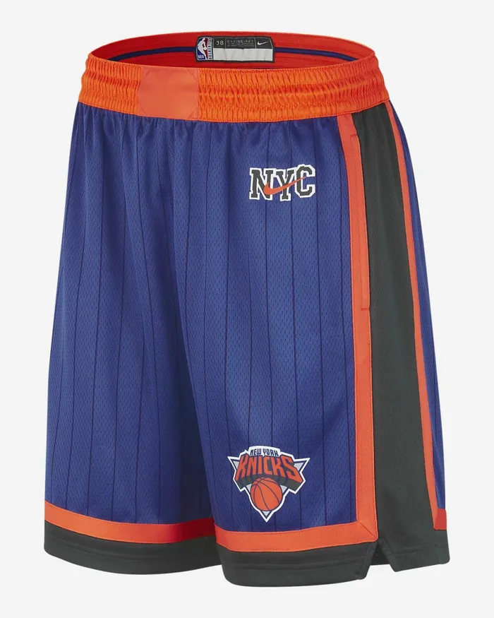 Men New York Knicks City Edition 202324 Rush Bluebrilliant Orange Nike Shorts