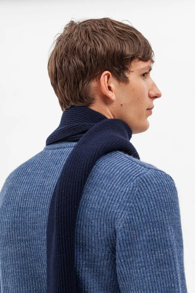 Men Norse Projects Accessories Jannik Merino Rib Scarf Dark Navy