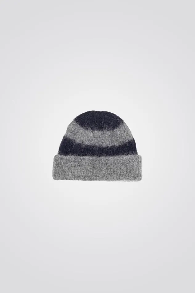 Men Norse Projects Beanies Alpaca Mohair Stripe Beanie Grey Melange