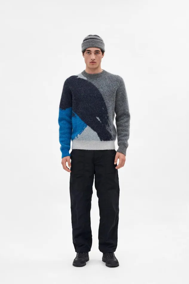 Men Norse Projects Beanies Alpaca Mohair Stripe Beanie Grey Melange