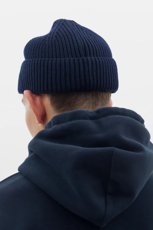 Men Norse Projects Beanies Fine Merino Rib Beanie Dark Navy