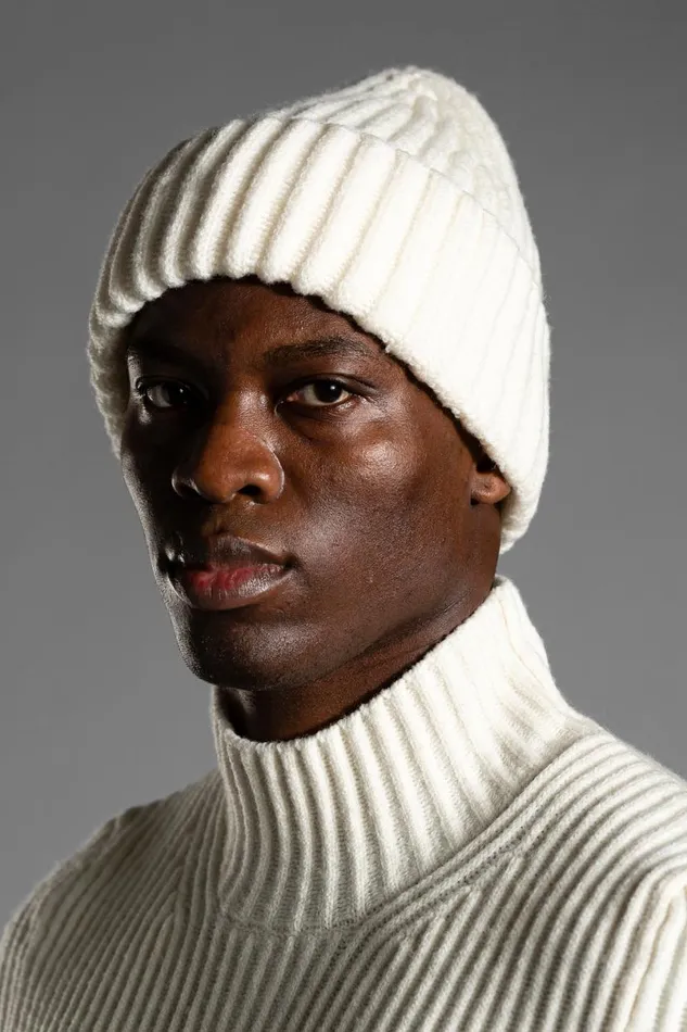 Men Norse Projects Beanies Hybrid Rib Beanie Stretch Wool Ecru