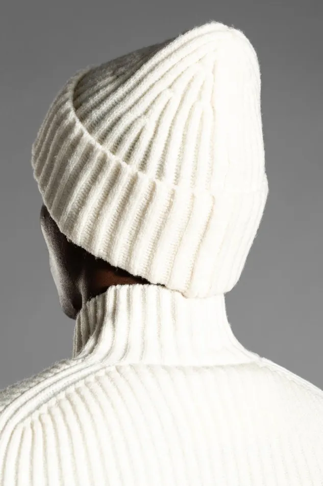 Men Norse Projects Beanies Hybrid Rib Beanie Stretch Wool Ecru
