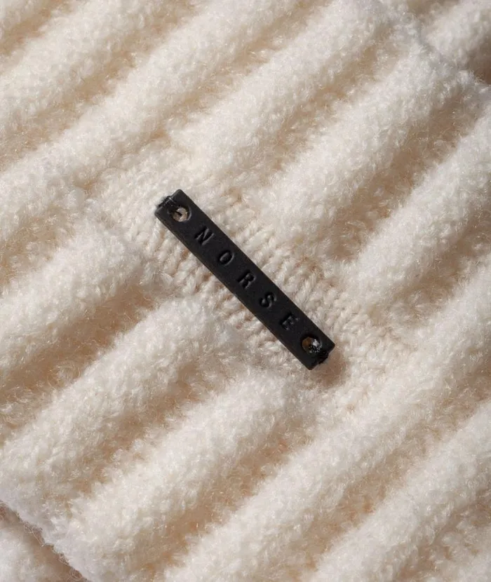 Men Norse Projects Beanies Hybrid Rib Beanie Stretch Wool Ecru