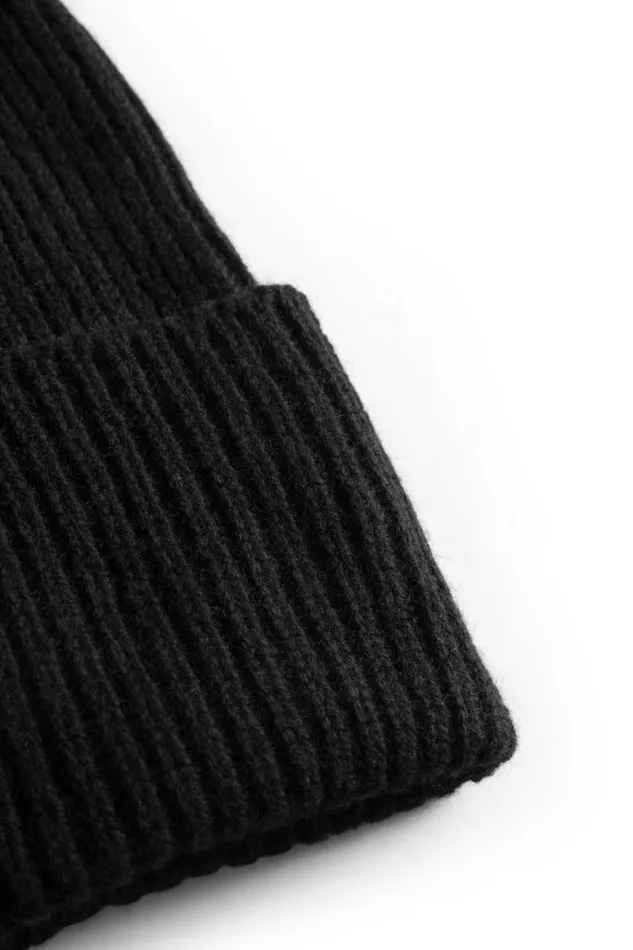 Men Norse Projects Beanies Merino Lambswool Rib N Logo Beanie Black