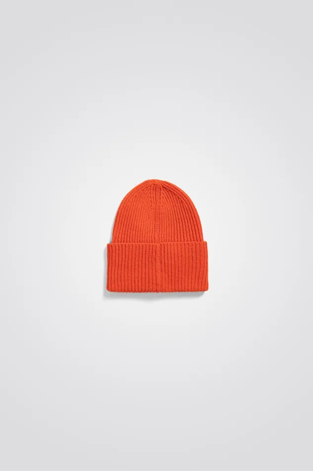 Men Norse Projects Beanies Merino Lambswool Rib N Logo Beanie Blood Orange