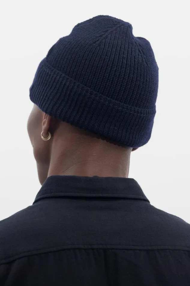 Men Norse Projects Beanies Wool Cotton Rib Beanie Dark Navy