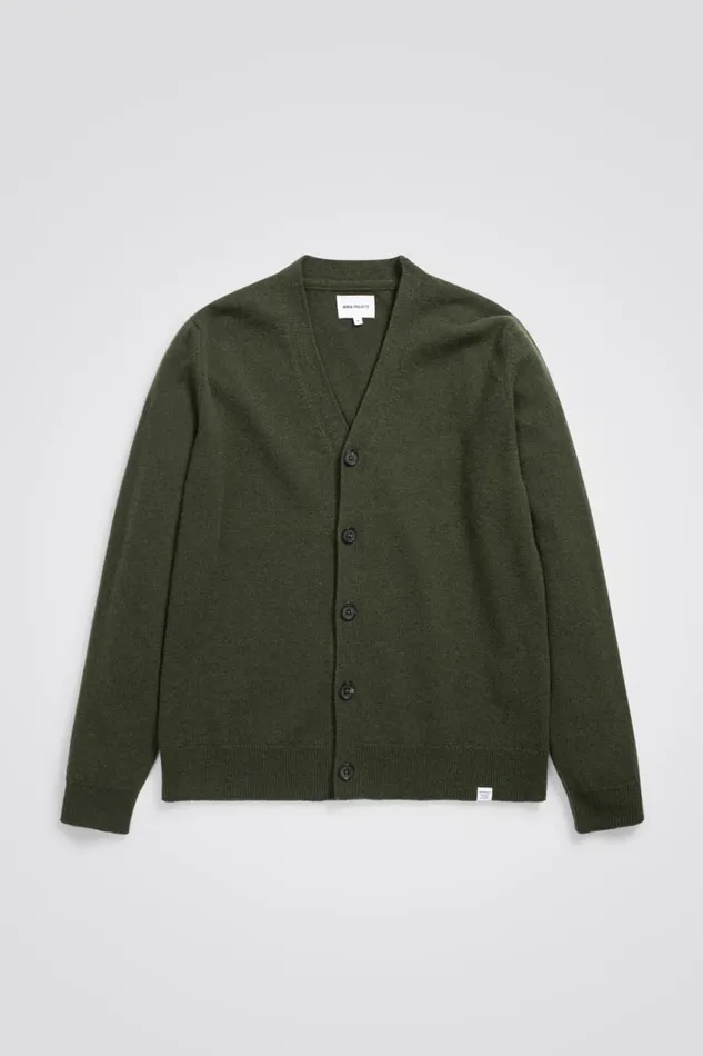 Men Norse Projects Knitwear Adam Merino Lambswool Cardigan Army Green