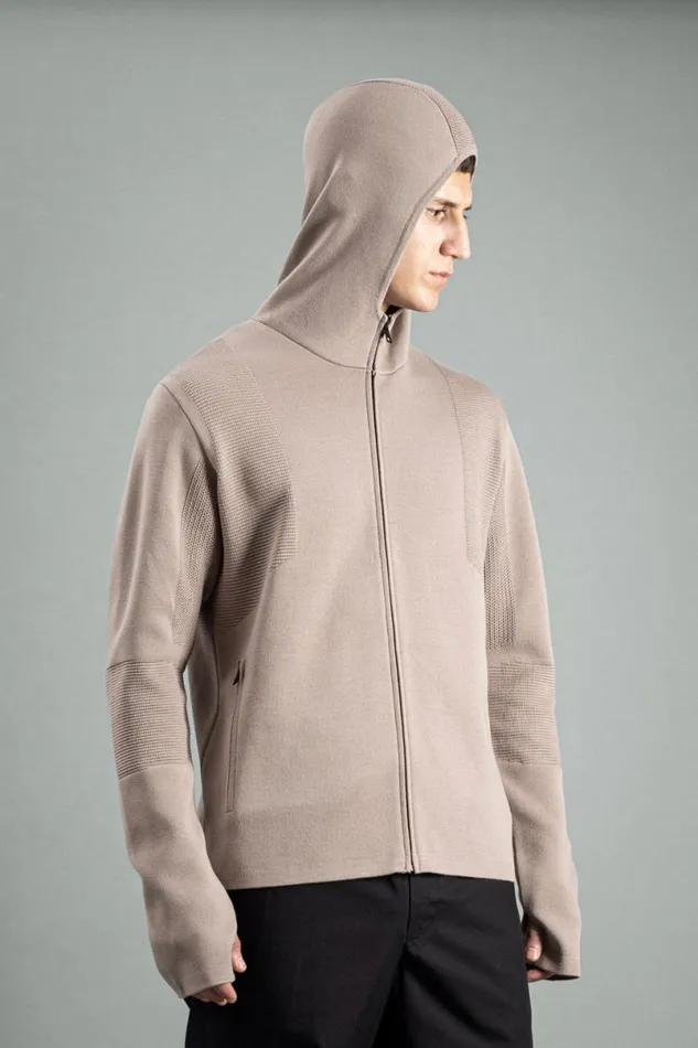 Men Norse Projects Knitwear Aero Hooded Tech Jacket Utility Khaki