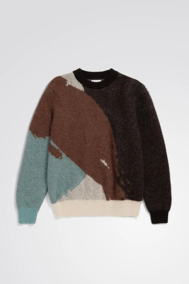 Men Norse Projects Knitwear Arild Alpaca Mohair Jacquard Sweater Espresso