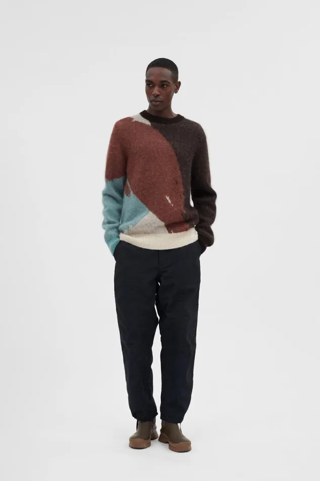 Men Norse Projects Knitwear Arild Alpaca Mohair Jacquard Sweater Espresso