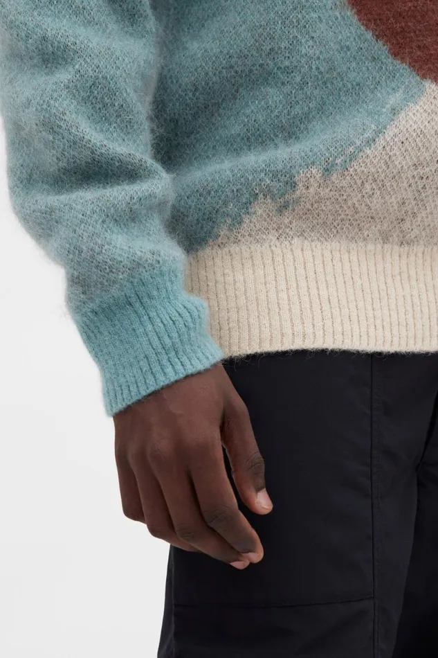 Men Norse Projects Knitwear Arild Alpaca Mohair Jacquard Sweater Espresso