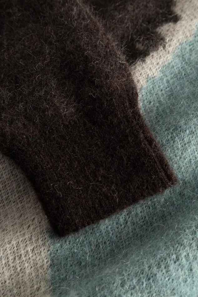 Men Norse Projects Knitwear Arild Alpaca Mohair Jacquard Sweater Espresso