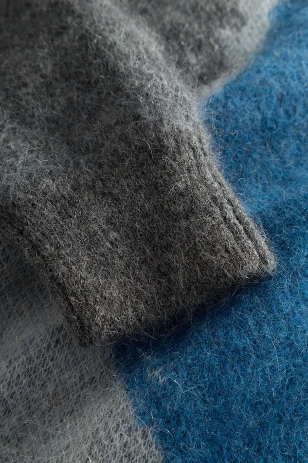 Men Norse Projects Knitwear Arild Alpaca Mohair Jacquard Sweater Grey Melange