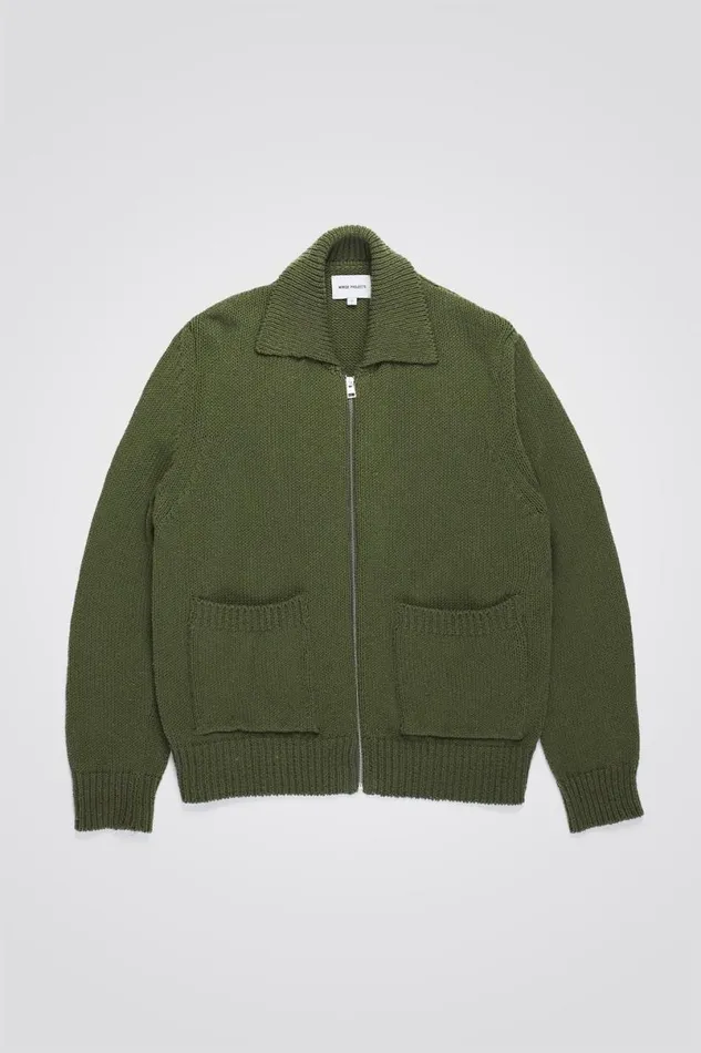 Men Norse Projects Knitwear Erik Cotton Jacket Ivy Green