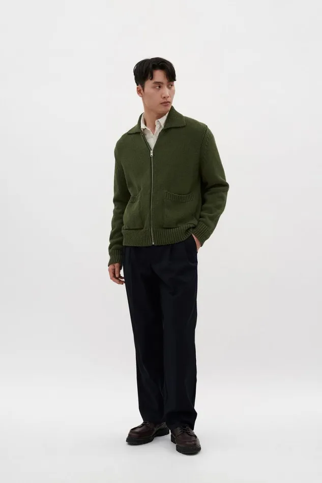Men Norse Projects Knitwear Erik Cotton Jacket Ivy Green