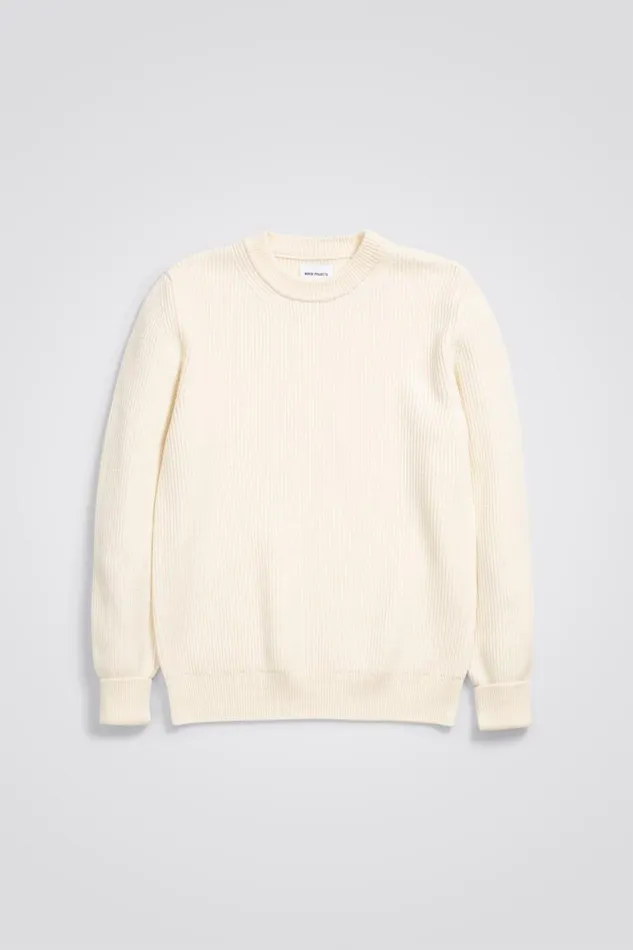 Men Norse Projects Knitwear Fine Merino Rib Crewneck Ecru